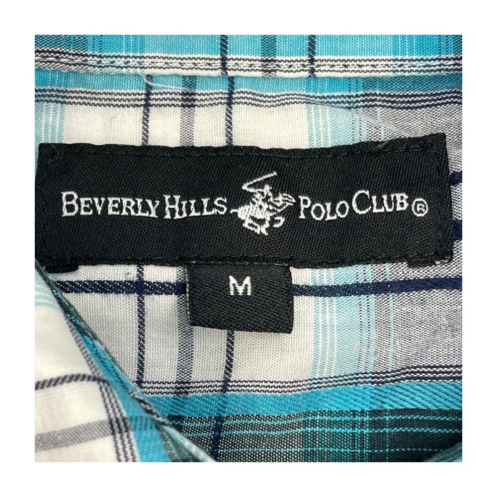 Beverly Hills Polo Club Shirt Men's Medium Multicolor Plaid Cotton Button-Up - Picture 2 of 7